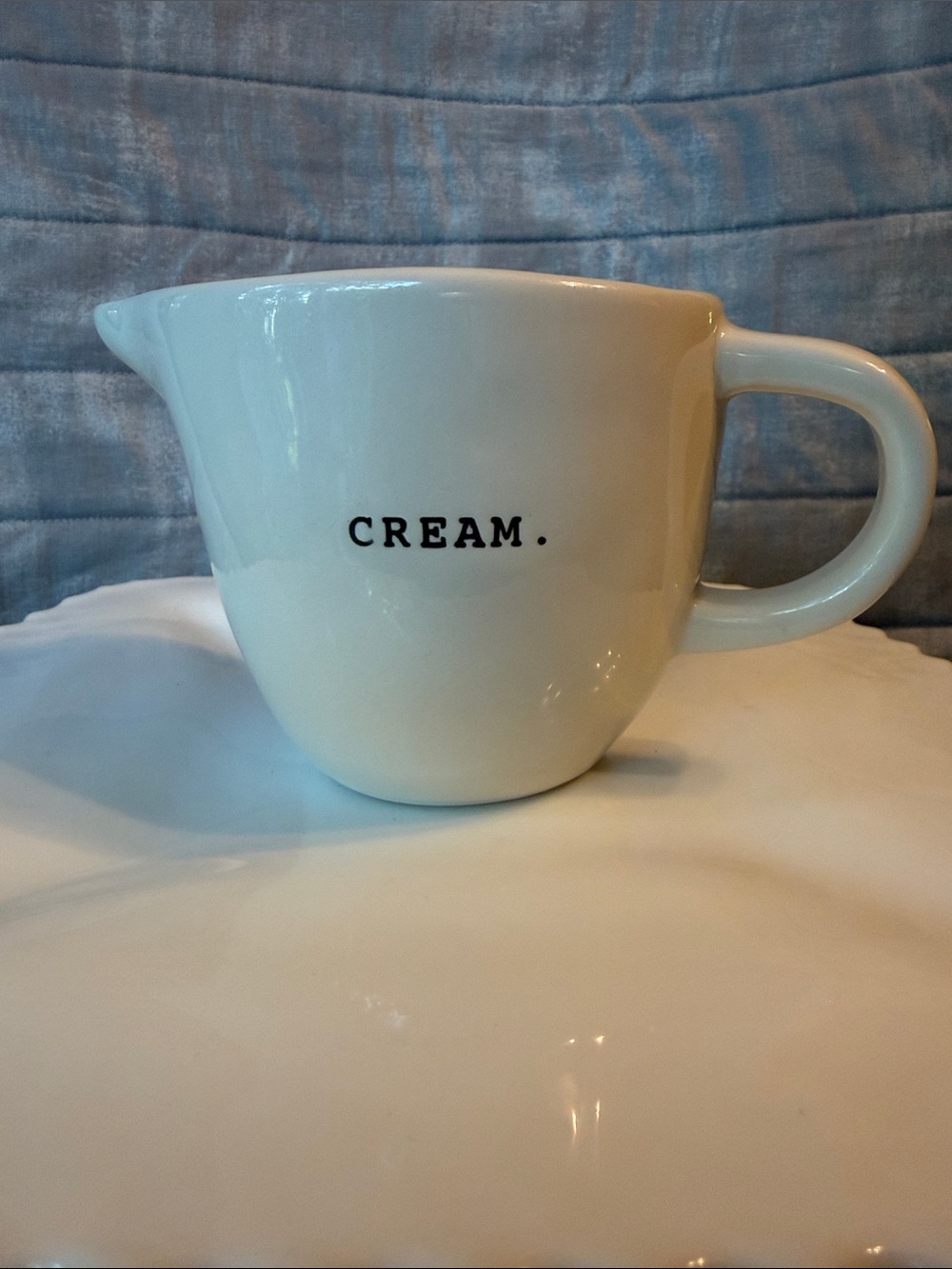 Rae Dunn Artisan Collection Ceramic Pitcher with Black 'CREAM.' Text